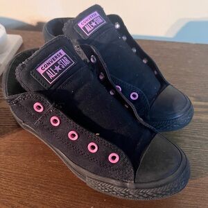 Girls Pink and Black Converse Chucks size 8